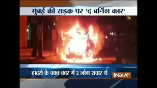 Moving car suddenly catches fire in Navi Mumbai, burnt to ashes