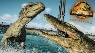 INDOMINUS REX IN THE LAGOON! CAN MOSASAURUS KILL IT? - Jurassic World Evolution 2