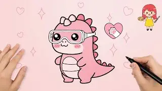 Cute Kawaii Dinosaur Drawing  Easy Step by Step for Kids & Beginners