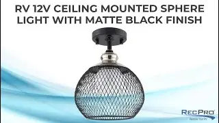 RV 12V Ceiling Mounted Sphere Light With Matte Black Finish