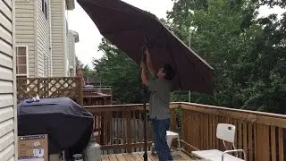 Patio Watcher 9 Feet Aluminum Patio Umbrella with Push Button Tilt and Crank