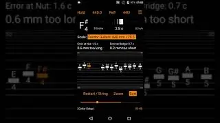 Optimal intonation with Harmonic Tuner Guitar Setup app for Android
