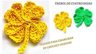 COMO TEJER UN TREBOL DE CUATRO HOJAS A CROCHET | PASO A PASO MUY FACIL 🍀
