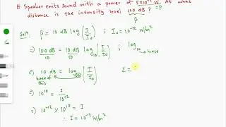 Intensity and Intensity Level of sound example