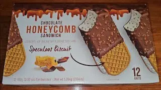 Обзор товара Costco: мороженое-сэндвич с шоколадными сотами, карамелью, кусочками сахара и печеньем Speculoos