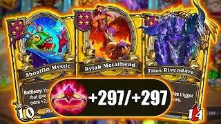 I BROKE MY RECORD YET AGAIN! +297/297 Tavern Spells?! Hearthstone Battlegrounds