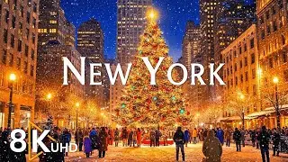 New York City Christmas 8K | Aerial Views of Holiday Lights & Magical Winter Wonderland