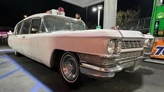 64 Cadillac hearse restoration part 9. First drive and installing the rear bumper