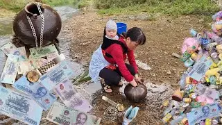 Scrap Collection. Girl Discovers Treasure and a Large Amount of Money in an Antique Vase.