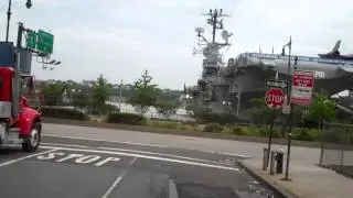 1bicycleddie dawn in Manhattan by the Hudson Piers, Intrepid Aircraft carrier, July 3 2013