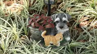 Garden Statues, POTEY Garden Statues Dog and Cat Garden Sculptures with Solar Lights
