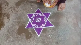 Varalakshmi viratham white lotus rangoli/Star muggulu/Creative star rangoli/Lotus kolam/Latha kolam