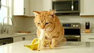 Mia&rsquo;s Banana Delight🍌🍌#cat #cats #catshorts #catvideos #miyav #catlovers #explore  #kedi #keşfet #ai