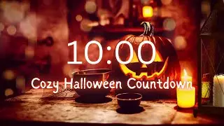 10 Minute Cozy Halloween Timer 🎃 Candlelight, Pumpkins & Classical Halloween Music with Thunder