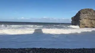 The famous Marsden Rock in Sunderland, UK, on the North Sea