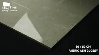 FABRIC ASH GLOSSY GREY STONE EFFECT PORCELAIN 80x80cm TILE