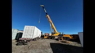Crane moving loaded SpaceSpots XL Shipping Containers Part 4