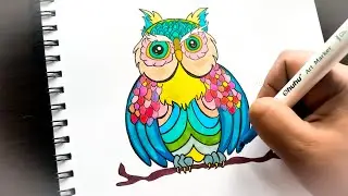 Easy Owl Drawing || How To Draw Rainbow Owl || Step by Step || Drawing Tutorial