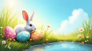 Beautiful Easter Ambience with Easter Music - Spring Bunny