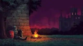 Medieval Knight, Campfire Watch, Pixel Castle, Medieval Twilight, Quiet Guardian