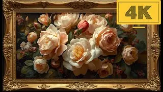 4K TV WALLPAPER Elegant Peony Painting | Timeless Beauty of Classic Floral Art