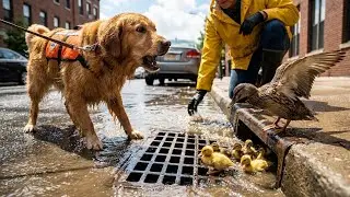 Dog Begs for Help to Save a Mother Duck &mdash; Rescuing Ducklings Trapped in a Flooded Drain