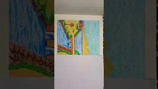 Best Drawing🌼🏵️🌺🌸 #Nature Drawing #Scenery #House Drawing #Bridge🌉Drawing #River🏞️ #Tree🌳#Landscape