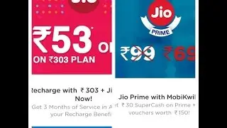Jio Mobikwik Recharge Rs.303 cashback Rs.53  new offer! 7