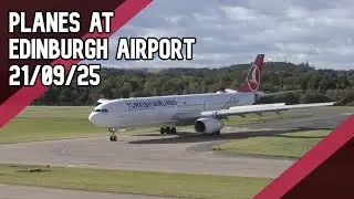 Planes at Edinburgh Airport 21/09/25, featuring: Qatar 789, West Atlantic 738 and Turkish A333