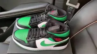 Air Jordan 1 Mid Green Toe Red Wings Logo shoes