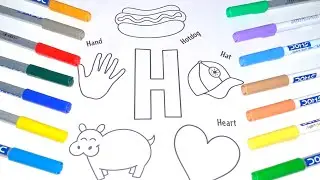 Alphabet-H. Colouring and painting for kids and toddlers. Nisha colouring