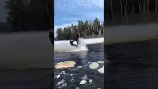 Who thought he lost it? 😮🌊 #snow #water #cool #mountains #snowmobile #viral #winter #summer #fail