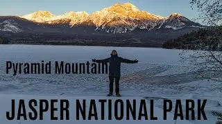 Pyramid Lake in Jasper National Park. Sunrise Photography