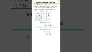Is an Ordered Pair a Solution? | Quick Algebra Tutorial | Example 1