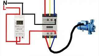 Digital timer magnetic contactor wiring connection diagram.