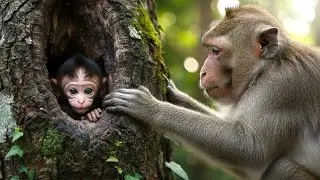 Mother Monkey Discovers Her Baby Hiding — Emotional Moment Caught on Camera!
