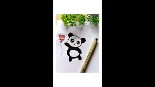 Easy & cute panda 🐼 drawing/ how to paint panda #panda #drawing #painting #cartoon #kids #art