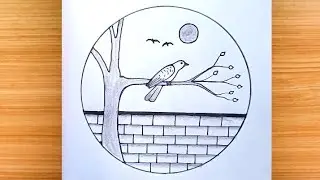 How to draw nature scenery | scenery drawing easy step by step  | Beautiful drawing |