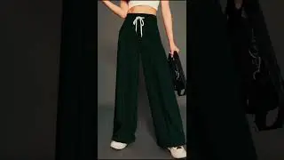 Solid Drawstring Pants, Casual High Waist Wide Leg Pants, Women's Clothing#onlineshopping #online #f