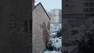 Blissful Snowfall Morning in Grenoble            #france #grenoble #isere #snowfall #morning