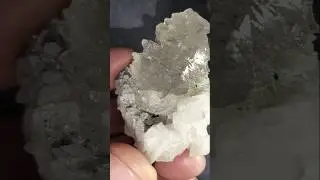 Water Etched Quartz Crystal with Calcite Formation #shortsfeed #quartz #minerals #specimen #gems