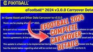 Efootball 2024 complete carryover details - efootball 2024 release date announced #efootball #pes23