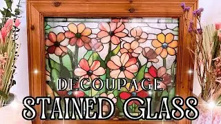 Stained Glass Decoupage Paper Art on Thrifted Frame| Faux Window Makeover on a Budget