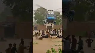 helicopter Pakistani village life Rain in flood animal