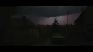 Old Small Town Corner at Night | Relaxing Thunder on Rooftops | Deep Sleep Ambience