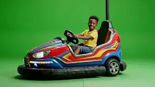Kids Bumper Car Green Screen | Child Driving Car Green Screen Footage