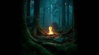 Whispering Woods 🌲 Forest Campfire Ambience: Misty Night in the Pines | 8 Hours (4K)