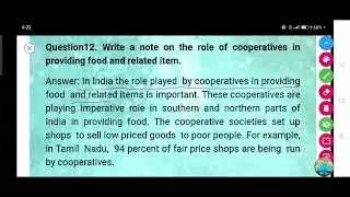 Write a note on the role of cooperatives in providing food and related item.