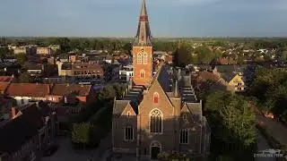 Sint-Corneliuskerk Aalter. 2023. België. Church in Aalter Belgium. filmed with DJI MINI 3