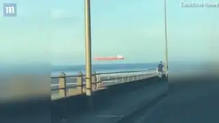 Optical illusion makes ship look as if it's sailing across the sky